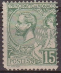 Stamps : Europe : Monaco :  Monaco 1891 Scott 19 Sello ** Principe Alberto I 15c Principat de Monaco 