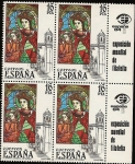 Stamps Spain -  Vidrieras Artísticas - catedral de Girona  +  bandeleta Expo Mundial Filatelia