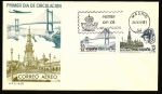 Stamps Spain -  Correo aéreo - Puente de Rande  (Ría de Vigo)   -   Exposición Iberoamericana (Sevilla)  -  SPD