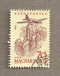 Stamps Hungary -  Avión sobrevolando Györ