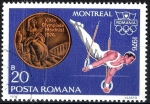 Stamps : Europe : Romania :  Montreal 1976. Gimnasia masculina,  Aros.