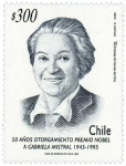 Stamps Chile -  50 Años Otorgamiento Premio Nobel a Gabriela Mistral