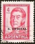 Stamps Argentina -  GENERAL JOSE DE SAN MARTIN - SOBRESTAMPACION
