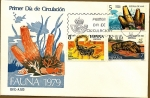 Stamps Spain -  Fauna 1979  - Escorpión - Esponja de mar - Cangrejo de río -  SPD