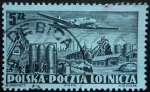 Stamps Poland -  Ilyushin II-12 sobre Nowa-Huta