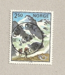 Stamps Norway -  Excursionistas en las montañas nevadas