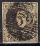 Stamps Belgium -  Scott  3  Rey leopoldo
