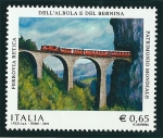Stamps Italy -  Ferrocarril rético en el paisaje de los rioa Albula y Bernina