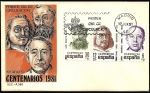 Stamps Spain -  Centenarios Gabriel Miró - Quevedo - San Benito - SPD