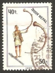 Stamps Nepal -  401 - instrumento musical, narashinga