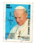 Stamps Peru -  -JUAN PABLO II--papel Fluorescente