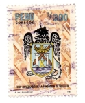 Stamps : America : Peru :  -450 ANIVERSARIO FUNDACION de TRUJILLO-Papel Fluorescente