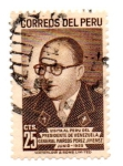 Stamps Peru -  -1958-VISITA AL PERU DEL PRESIDENTE DE VENUEZELA