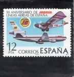 Stamps : Europe : Spain :  2448- 50 ANIVERSARIO DE IBERIA LINEAS AEREAS DE ESPAÑA