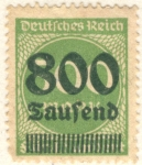 Sellos del Mundo : Europa : Alemania : Deutfehes Reich 800 1923