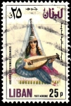 Stamps : Asia : Lebanon :  Mujer tocando la mandolina