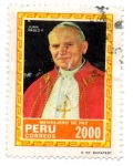 Stamps Peru -  -JUAN PABLO II-PAPEL FLUORESCENTE