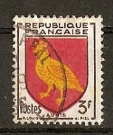 Stamps : Europe : France :  Escudos. / Aunis. / Color rojo muy desplazado.
