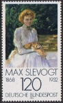 Stamps : Europe : Germany :  PINTORES IMPRESIONISTAS. MUJER CON GATO, DE MAX SLEVOGT