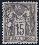 Stamps : Europe : France :  Groupe allégorique Paix et Commerce Type Sage 15 c