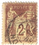 Stamps France -  Groupe allégorique Paix et Commerce Type Sage 2 c