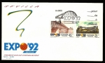 Stamps Spain -  Exposición universal  Sevilla  92 - Puente de la Cartuja - Auditorio  - SPD