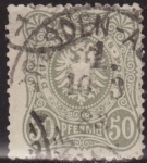 Stamps Europe - Germany -  Alemania 1877 Scott 35 Sello º Escudo 50 Pfennig Deutsches Reich Allemagne Duitsland Germania German