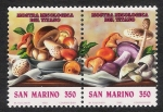 Sellos del Mundo : Europa : San_Marino : SETAS-HONGOS: 1.222.053,00-Macrolepiota procera, Lactarius deliciosus, Boletus edulis y Amanita caes