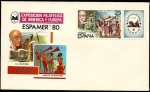 Stamps Spain -  Sobre de Espamer 80 - Músicos de Bonampak y la Atlántida de Falla