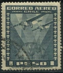 Stamps Chile -  Scott C39 - 2 aviones sobre el Globo