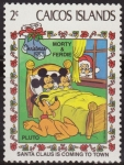 Stamps : America : Turks_and_Caicos_Islands :  Caicos Islands 1983 Scott 24 Sello ** Walt Disney Christmas Santa Claus, Pluto, Morty & Ferdie 2c 