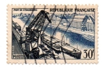 Stamps France -  1956-REALIZACIONES TECNICAS(Puerto de Estrasbourg)