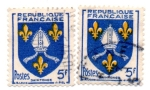 Stamps France -  1954-ESCUDOS DE PROVINCIAS-SAINTONGE(Tipografiado )