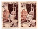 Stamps : Europe : France :  1954-PRODUCTOS DE LUJOS-SERIE(Distinta tonalidad.? )