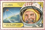 Stamps Cuba -  XX Aniv. del primer hombre en el espacio. Yuri Gagarin.