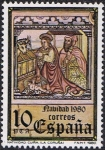 Stamps : Europe : Spain :  NAVIDAD 1980. MURAL GÓTICO DE LA IGLESIA DE STA. Mª DE CUIÑA