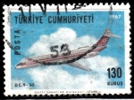 Stamps : Asia : Turkey :  Avión DC.9-30	