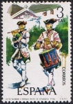Stamps Spain -  UNIFORMES MILITARES III GRUPO. TAMBOR DEL REGIMIENTO DE GRANADA, 1734