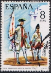Stamps Spain -  UNIFORMES MILITARES III GRUPO. ABANDERADO DEL REGIMIENTO DE ZAMORA, 1739