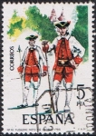 Stamps : Europe : Spain :  UNIFORMES MILITARES IV GRUPO. FUSILERO DEL REGIMIENTO DE VITORIA, 1766