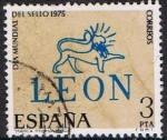 Stamps : Europe : Spain :  DIA DEL SELLO 1975. MARCA PREFILATÉLICA DE LEÓN