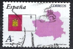 Sellos del Mundo : Europa : Espa�a : Bandera y Mapa de Castilla La Mancha.