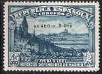 Stamps Spain -  759 Defensa Heróica de Madrid.Sobrecargado Aereo+5 ptas.