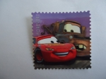 Sellos de America - Estados Unidos -  lightning Mcqueen & Mater - Pixar Films:send a Hello