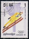 Stamps : Asia : Cambodia :  Scott  465  Olimpiadas de Sarajevo (Ski jumping ) RESERVADO