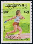 Stamps : Asia : Cambodia :  Scott  488  Olimpiadas de los Angeles  (Lanzamiento de disco)  rESERVADO