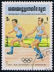Stamps Cambodia -  Scott  491 Olimpiadas de los Angeles  (Relay race )  RESERVADO
