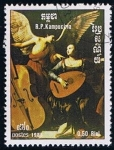 Stamps Cambodia -  Scott  604  St. Cecilia y el angel by Saraceli