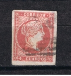 Stamps : Europe : Spain :  Edifil  44  Reinado de Isabel II  " Isabel II "
