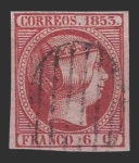 Stamps Europe - Spain -  Isabel II - 6 c.